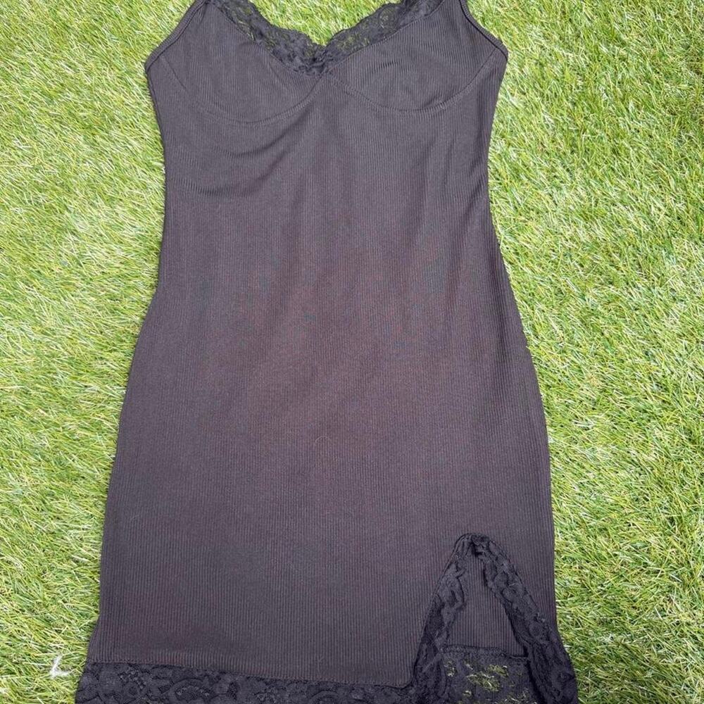Shein black lace mini dress